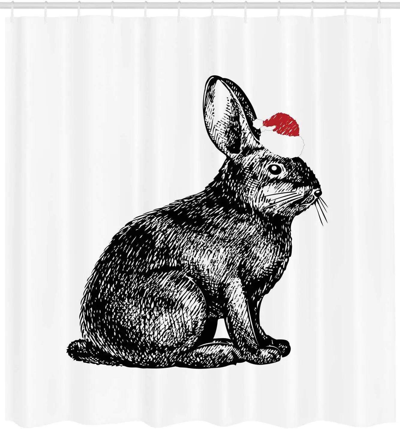Банни занавески для душа Рождественская тема кролик силуэт в карандаше