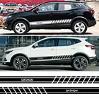 Наклейки на автомобильную юбку, виниловые гоночные длинные полосатые наклейки для автомобилей Nissan Qashqai j11 j10, тюнинговые автомобильные аксессуары