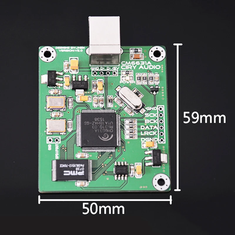 Цифровой интерфейсный модуль CM6631A ЦАП Плата USB к выходу IIS SPDIF 24 бит 192K 384K ASIO