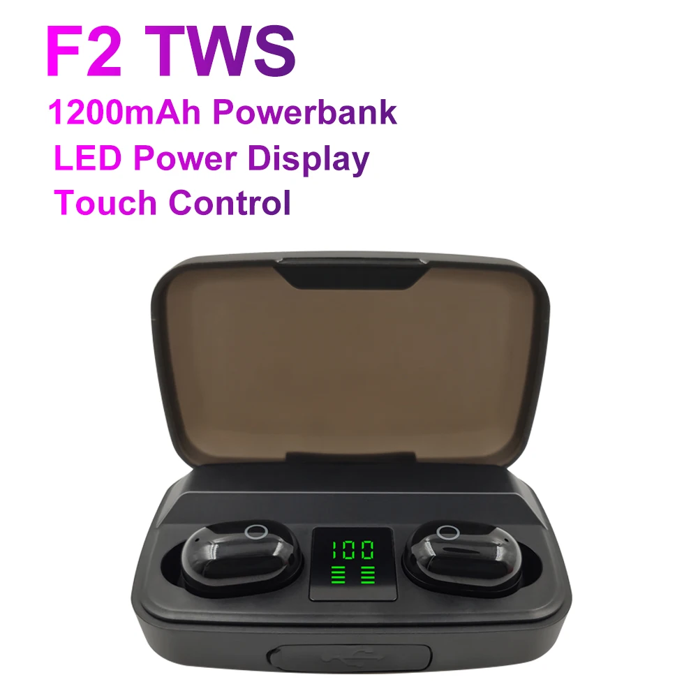 F2 tws powerbank B5 TWS Bluetooth 5,0 Беспроводные наушники с сенсорным управлением Водонепроницаемые 9D стерео наушники спортивные Blutooth гарнитура слуховой аппарат - Цвет: F2 tws powerbank