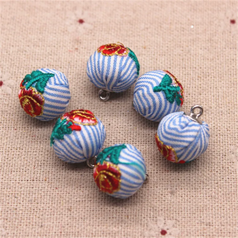 10pcs15mm цветки разных цветов вышитые полосы покрытая тканью круглая круглые бусины