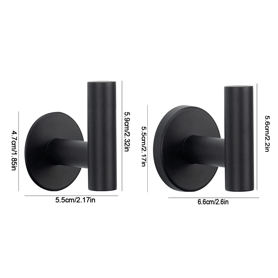 Wall Hook Stainless Steel Clothes Hanging Hooks Matte Black 3M Adhesive Key Towel Holder for Bathroom Kitchen | Дом и сад