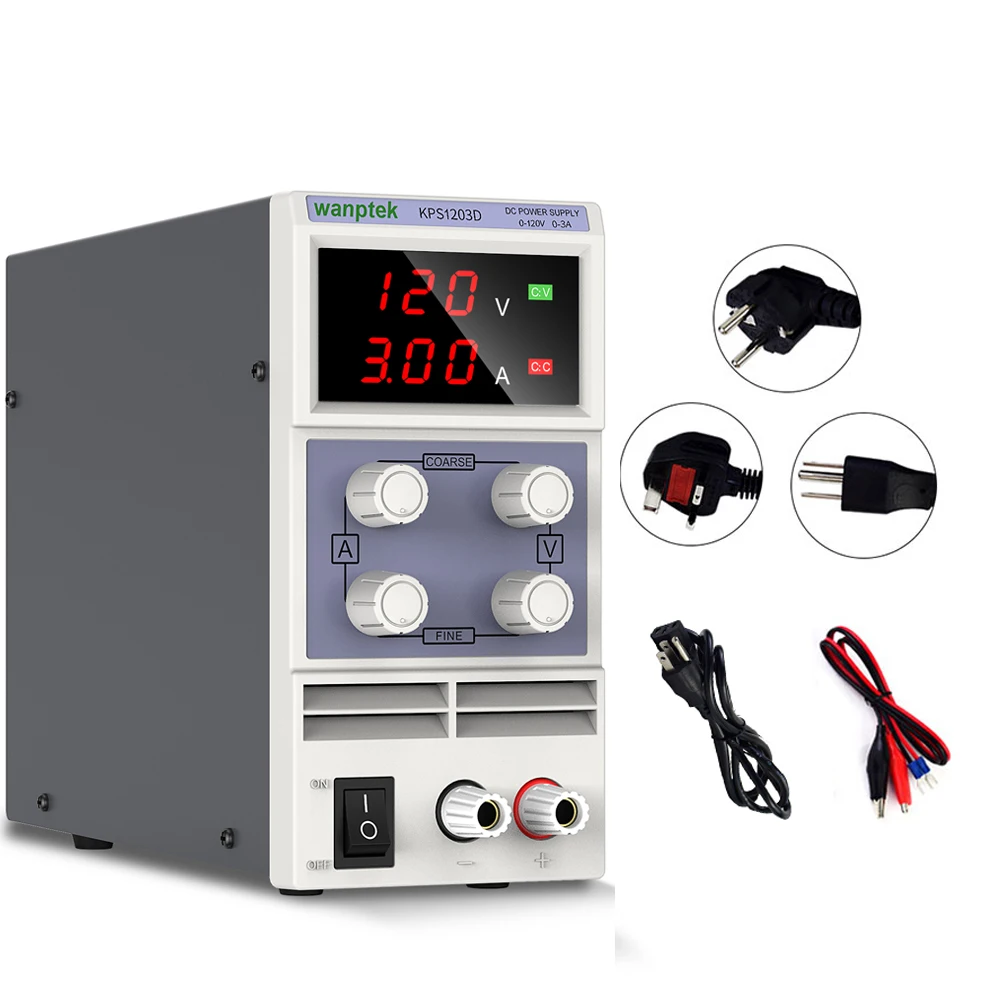 Fonte de Alimentação Banco de Laboratório Regulador de Tensão Ajustável Digital Estabilizada Interruptor Wanptek dc 120v 3a Led