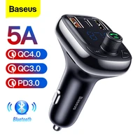 baseus quick charge 4 0 fm transmitter car charger for phone bluetooth 5 0 fast charging car usb charger charging