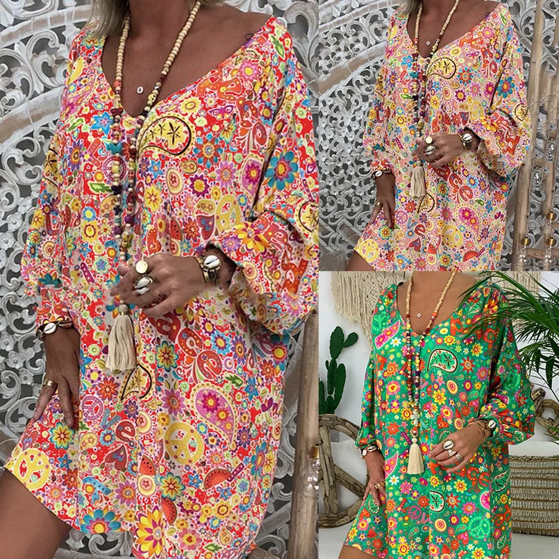 

Kawaii Harajuku Colorful Dress Streetwear Baggy Dress Plunge Sukienka Big Size 5xl Women Sexy Deep V Neck Dress Lantern Sleeve