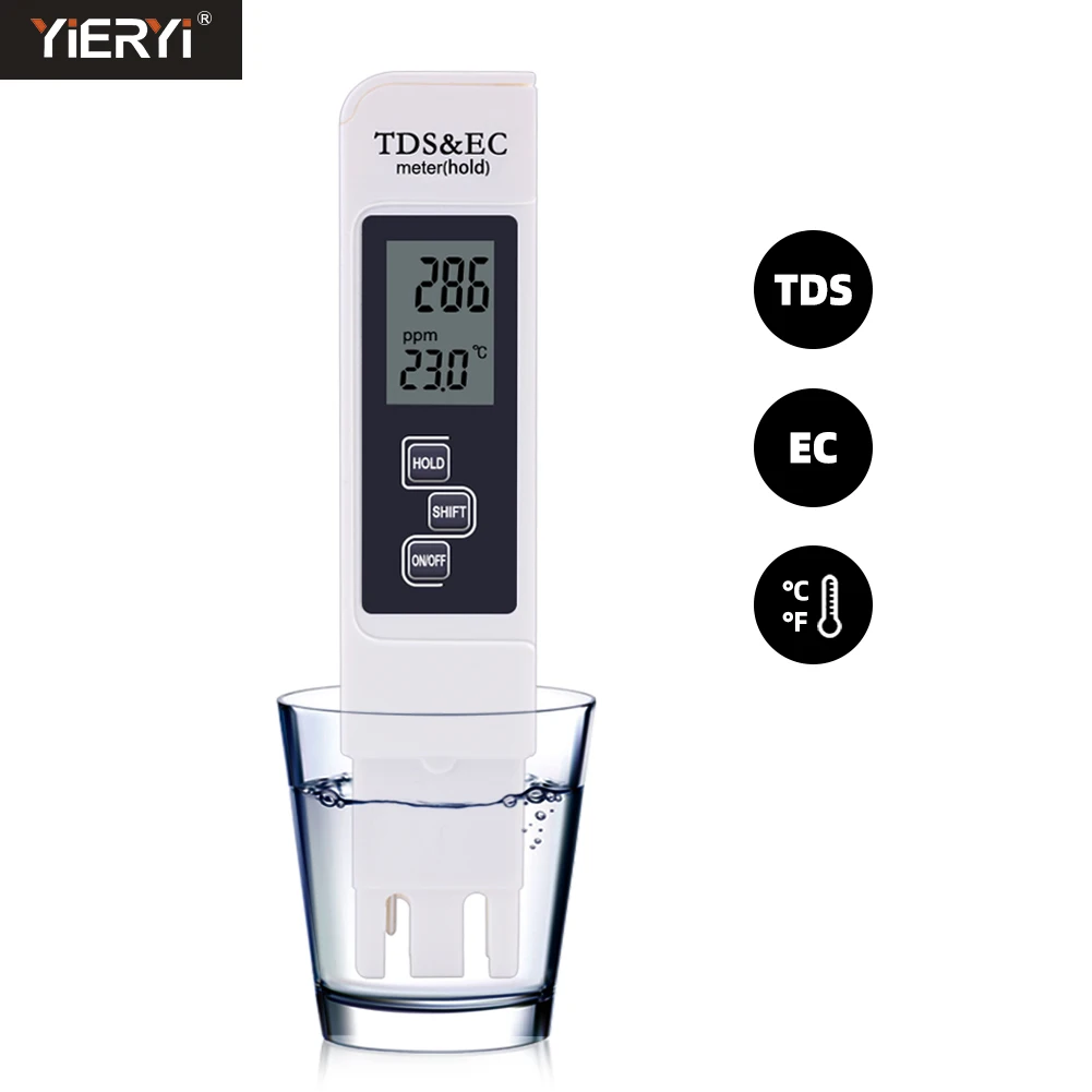 10PCS/LOT TDS Tester, EC meter, conductivity meter, water measurement tool,Function 3 in 1, 0-5000ppm,High Quality