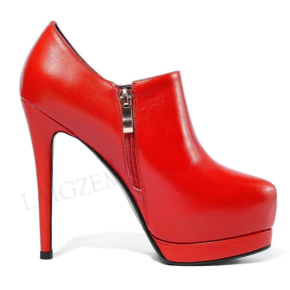 Ботинки женские кожаные на шпильке с закрытым носком большие размеры 39 41|Женские