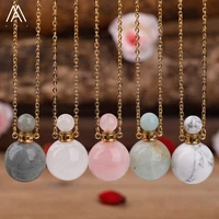 small roses crystal sphere essential oil pendant women healing chakra gemstone ball perfume necklace jewelry gift dropship