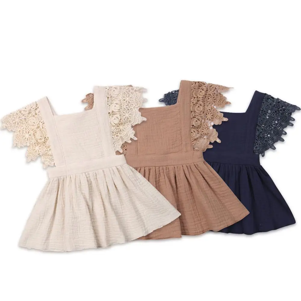 

Kids Baby Girls Dress Lace Floral Party Dress Sleeveless Solid Dress Clothes