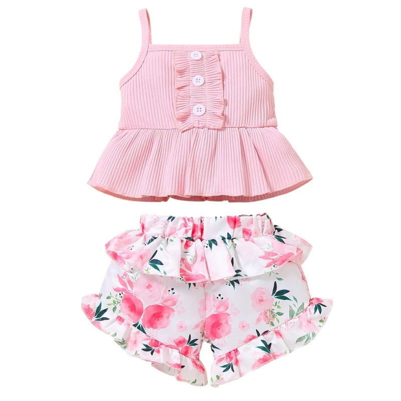 

Летняя одежда для новорожденных 0-24 м Baywell, комплект одежды для маленьких девочек, однотонный комбинезон на бретельках, верх + искусственная ...