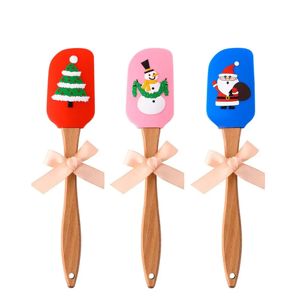 Силиконовый шпатель для масла скребок смешивания крема с деревянной ручкой