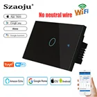 Умный сенсорный выключатель Szaoju с Wi-Fi и РЧ Wi-Fi RF433, управление через приложение Smart LifeTuya, голосовое управление Alexa, Google Home, 1 клавиша, 1 канал, ЕС, США