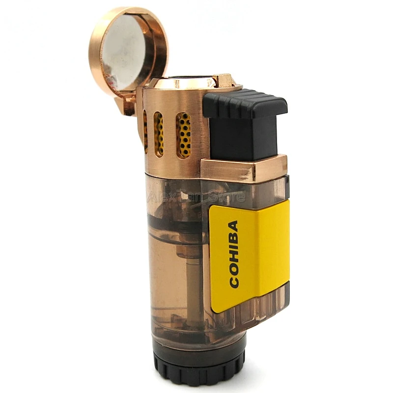 Элегантная прозрачная Зажигалка COHIBA регулируемые зажигалки для сигар с защитой