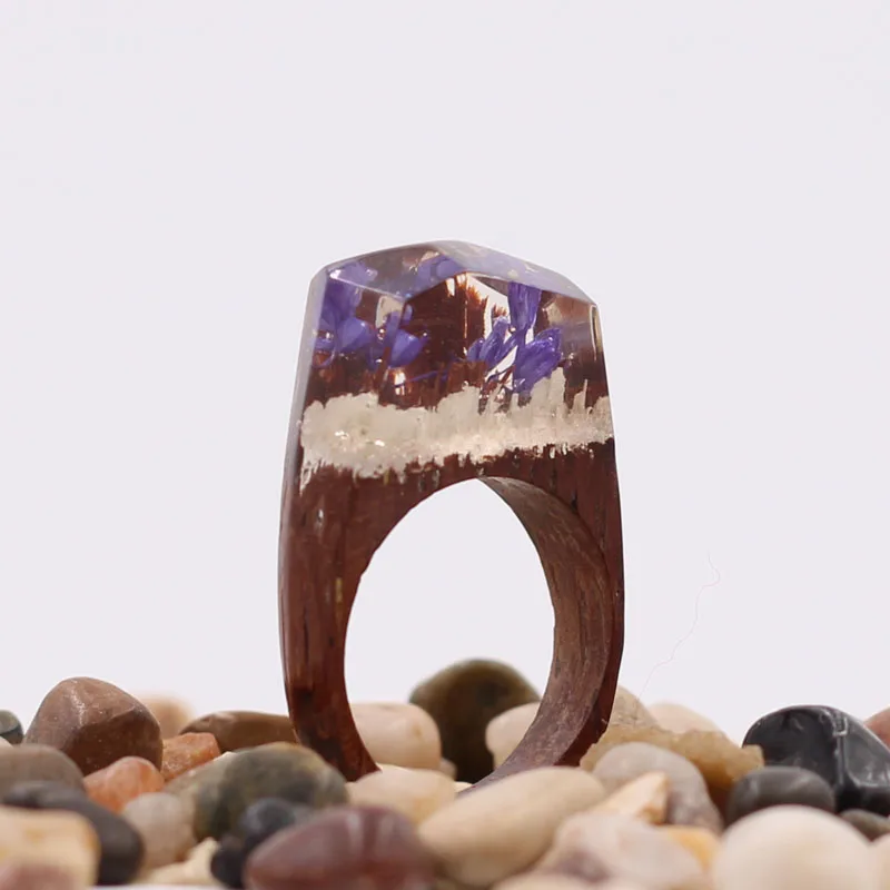 Кольцо из полимерного дерева ручной работы камня с великолепным загадочным