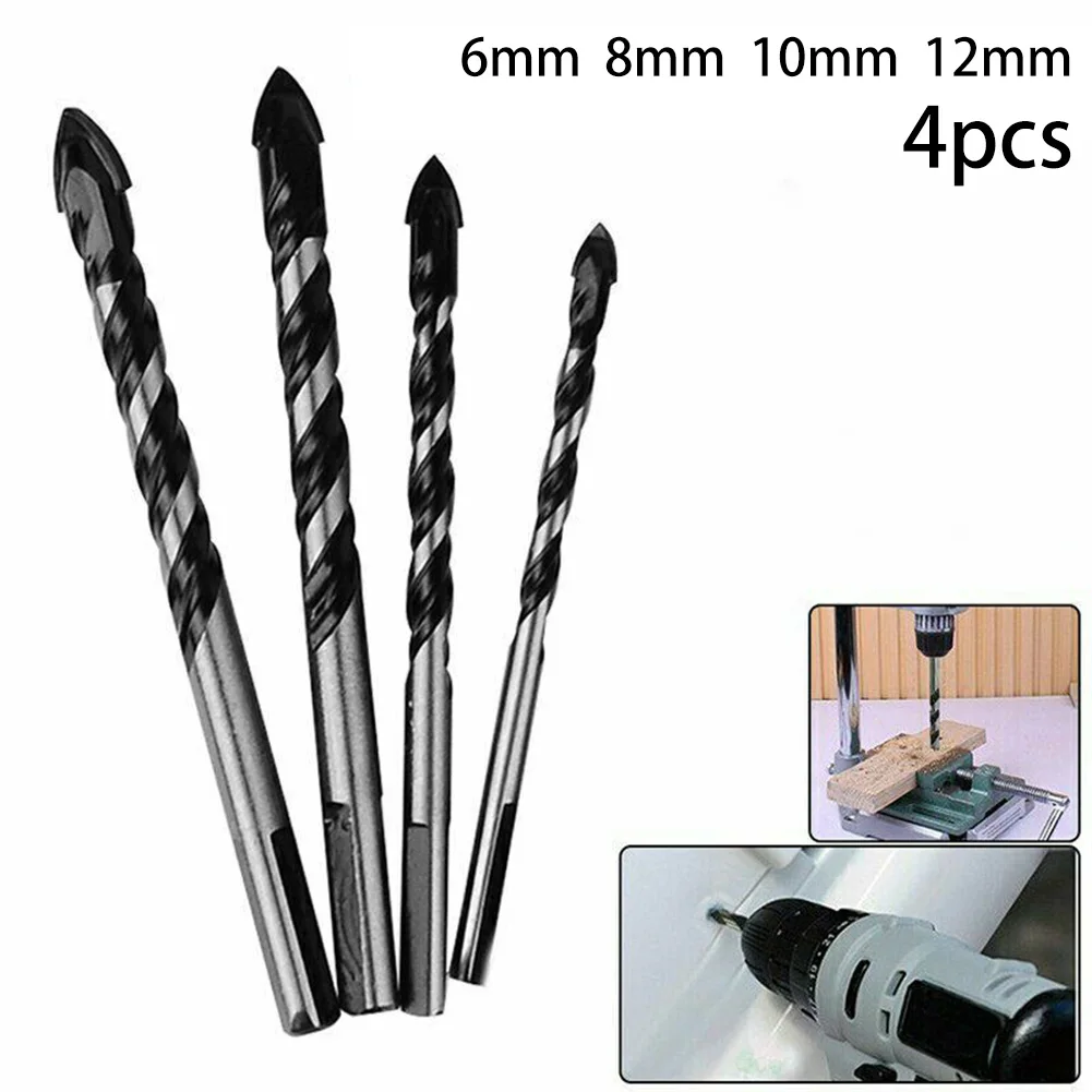 

4Pcs Triangle Drill Bits Tungsten Alloy For Ceramic Floor Tiles Glass For Tile, Concrete, Brick, Glass, Plastic And Wood