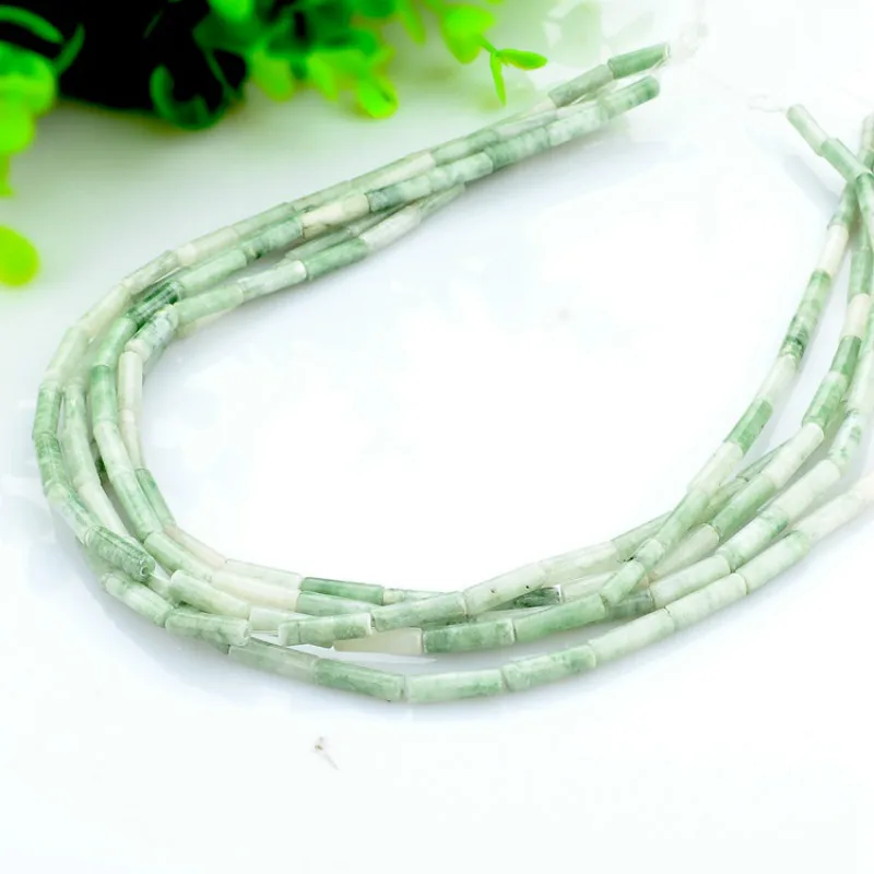 Natural rough 4*13mm cylindrical light green beads Beads for jewelry making Handmade DIY necklaces Bracelets Jewelry accessories | Украшения