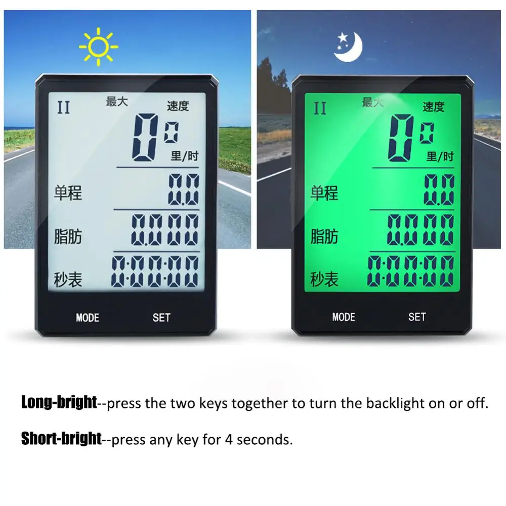 

2.8 inch Bike Wireless Computer Rainproof Multifunction Riding Bicycle Odometer Cycling Speedometer Stopwatch Backlight