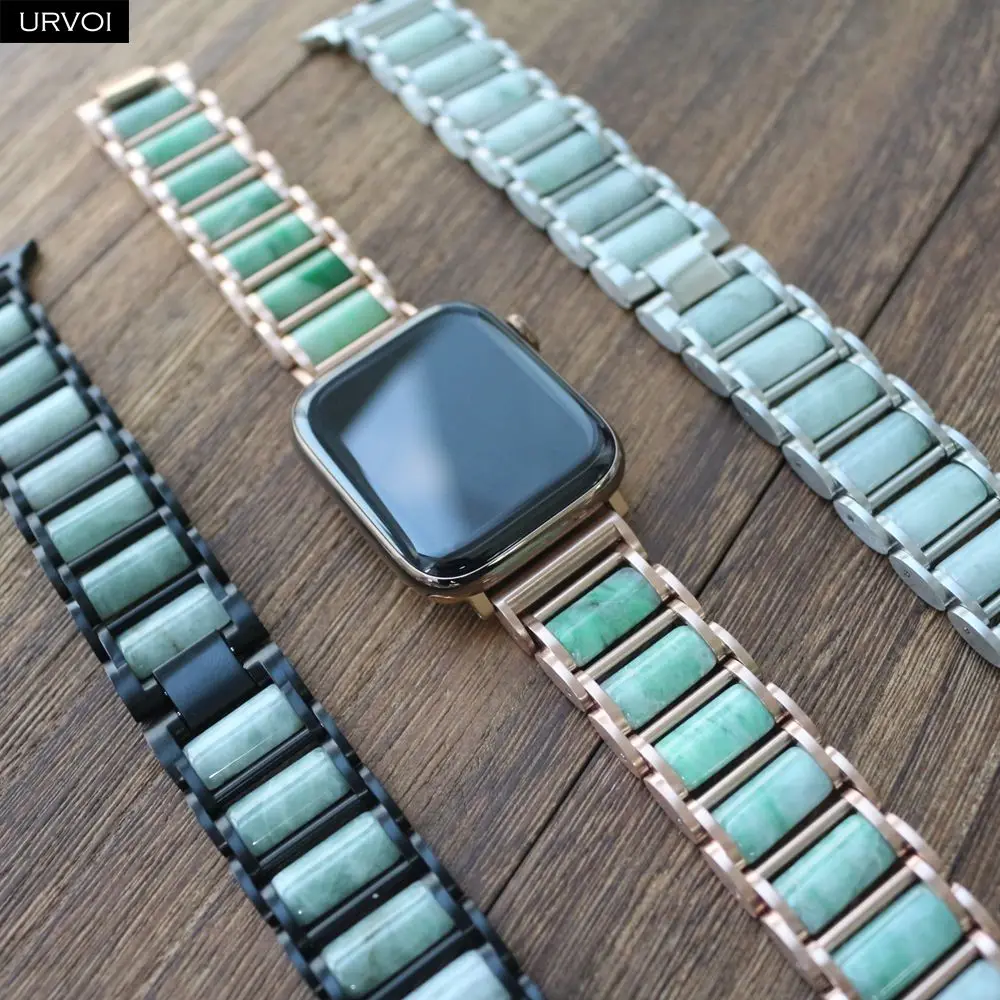 Браслет URVOI для Apple Watch series 6 SE 5 4 3 2 1 браслет из нержавеющей стали с агатовым