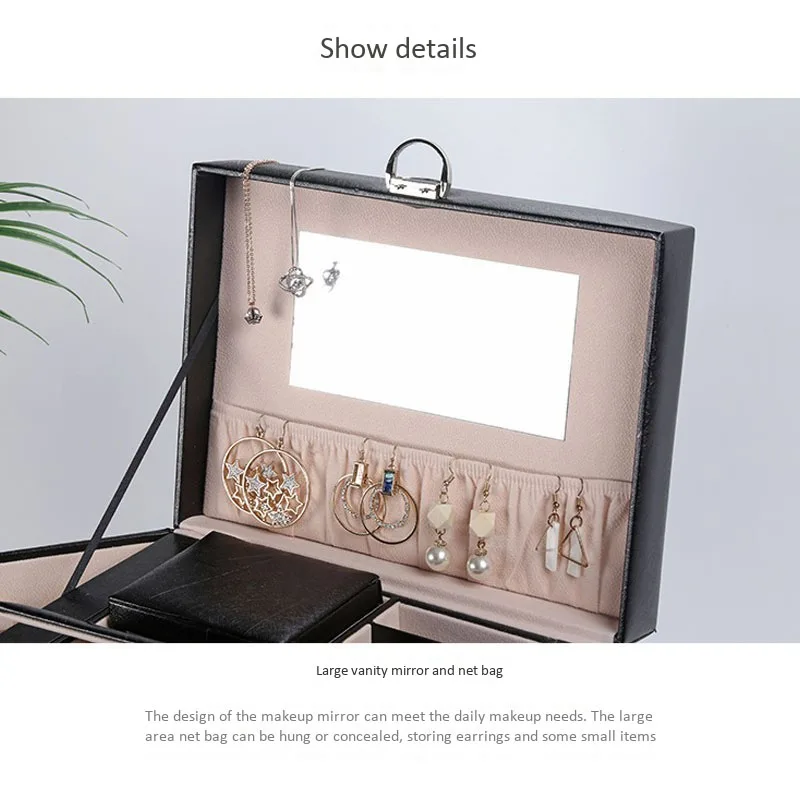 

Large-Capacity Jewelry Box Five-Layer Leather Cosmetic Storage Box Jewelry Multi-Layer Jewelry Storage Box B