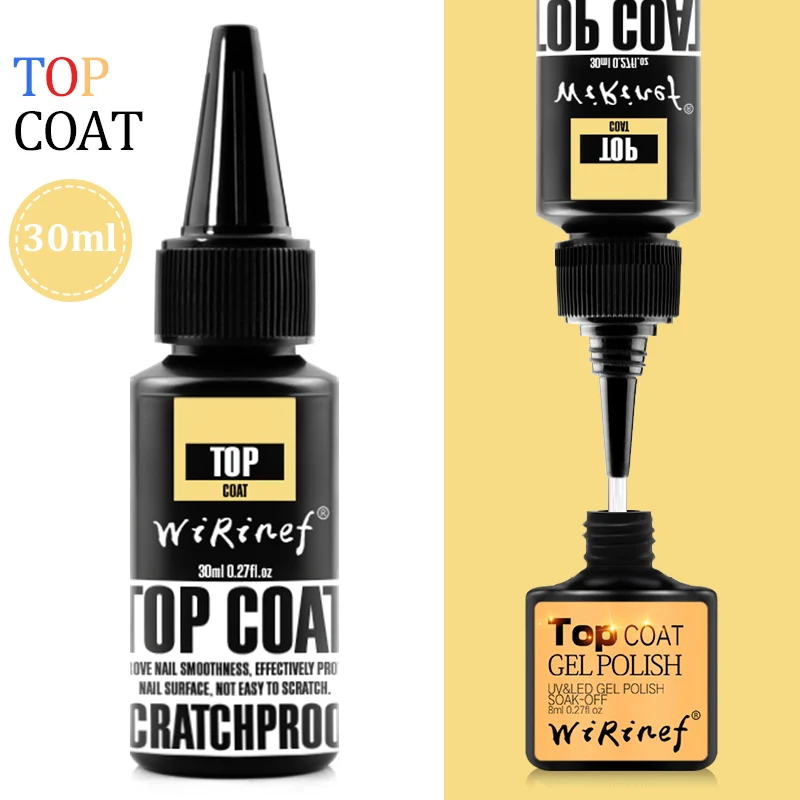 30ml top coat WiRinef матовое верхнее покрытие Гель-лак для ногтей 8 мл/30 мл долговечный замачиваемый прозрачный СВЕТОДИОДНЫЙ УФ-Гель-лак Art Mat - Цвет: 30ml top coat