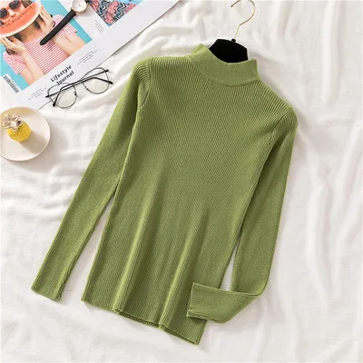 Avocado Duckwaver Толстая Водолазка Теплый женский свитер осень зима вязаный Femme Pull высокая эластичность мягкие женские пуловеры свитер - Color: Avocado