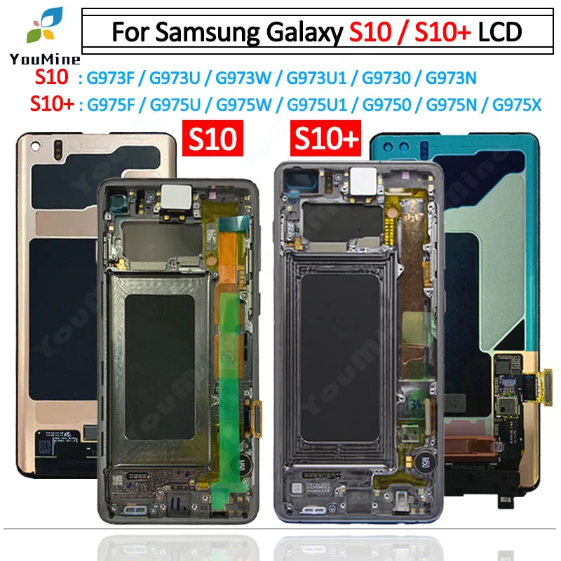 AMOLED lcd для SAMSUNG S10, ЖК-дисплей, SM-G9730, сенсорный экран, дигитайзер для SAMSUNG Galaxy S10 Plus S10+ lcd G9750