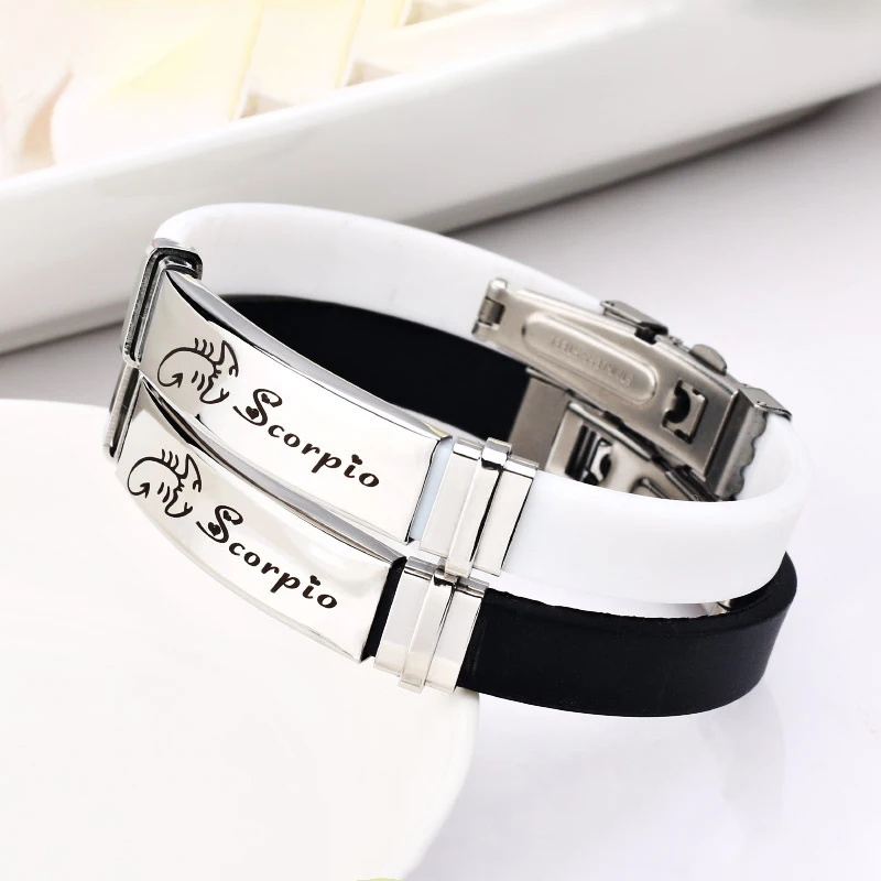 Модный силиконовый браслет из нержавеющей стали с 12 созвездиями Женский