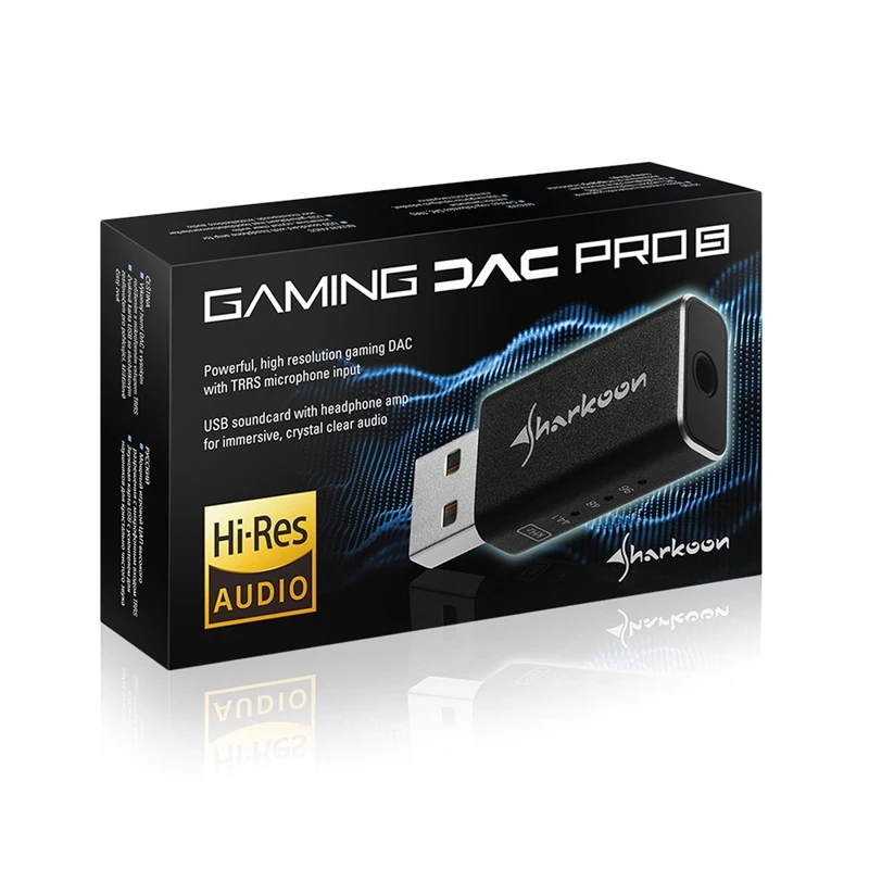 Внешняя звуковая карта Sharkoon Gaming DAC Pro S для наушников 100 дБ 96 кГц 16 300 Ом 2 B jack