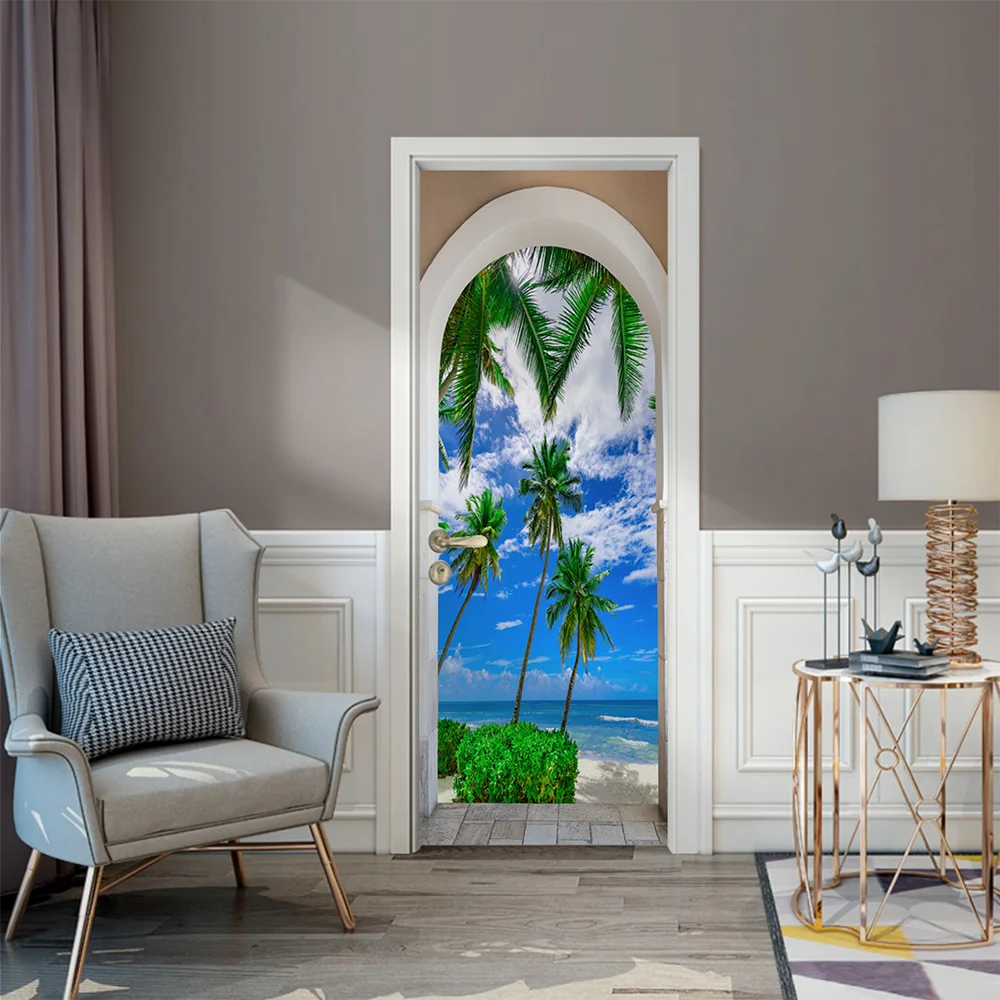

Wall Decoration High Simulation Door Landscape Modern Stickers Home Decor PVC Stickers 3D Wallstickers