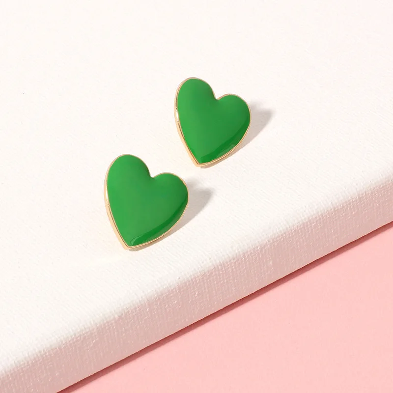 Dripping Oil Heart Shape Cute Stud Earrings for Women Simple Multi Colors Sweet Earring Female Metal Jewelry Chic New Wholesale | Украшения