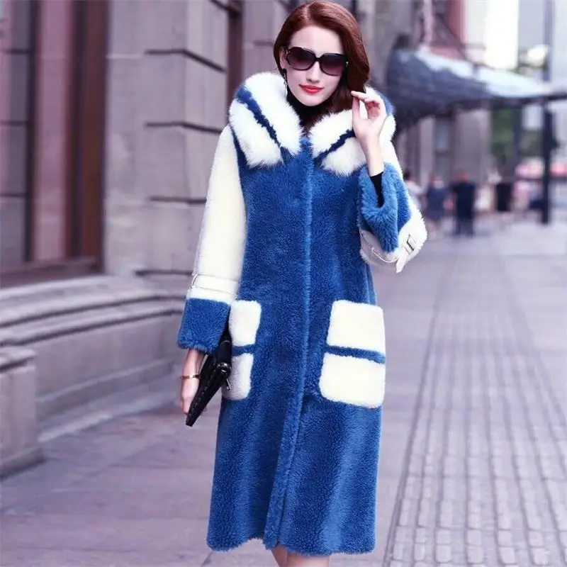 2021 зимнее утолщенное теплое женское меховое пальто с капюшоном длинное из