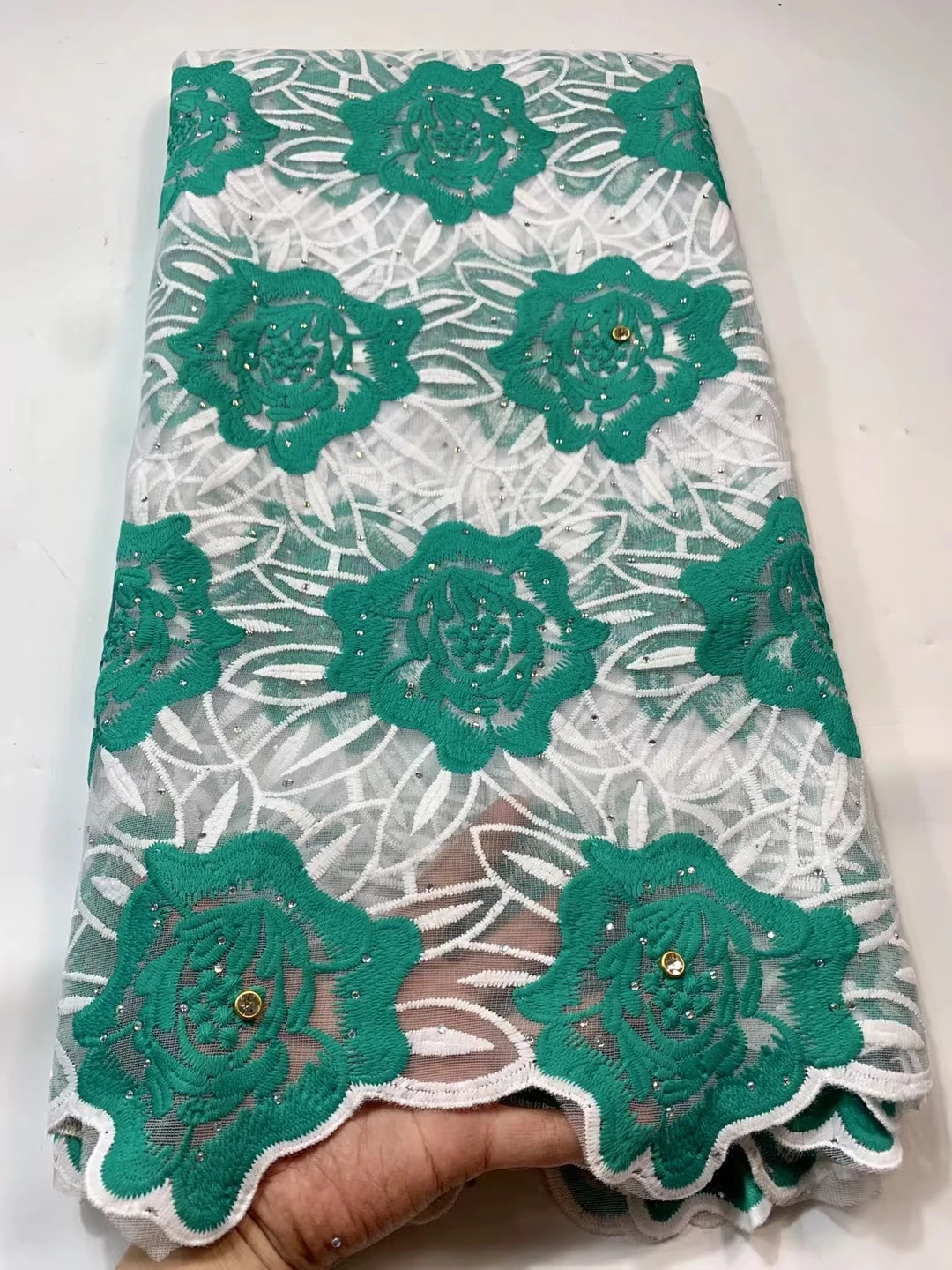 

2020 French Mesh Stone Milk Silk Lace Fabric High Quality Mint Green African Milk Silk Lace Fabric For Nigerian Wedding Dress