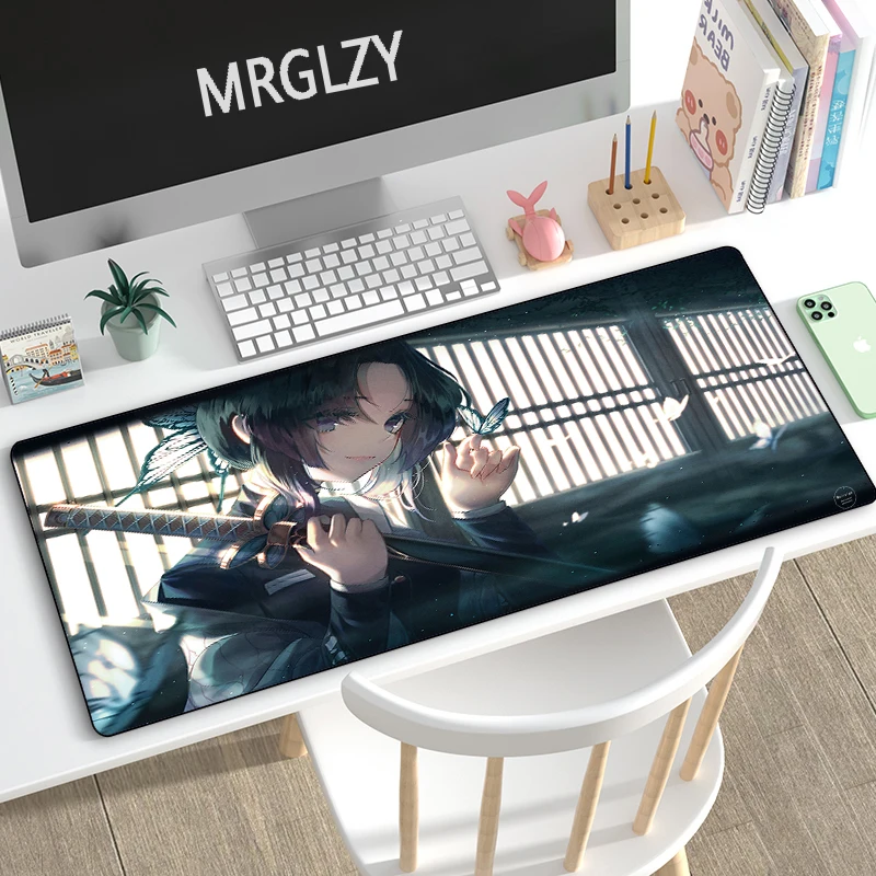 

MRGLZY Anime Girl Large Mouse Pad Demon Slayer Kimetsu No Yaiba MousePad Computer Gaming Peripheral Accessories Desk Mat for LOL