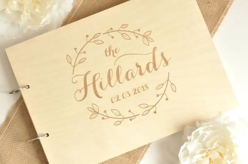 

Wood wedding guest book,Signature Guestbook For Wedding Baby Shower Birthday,Custom Name Date Party Decor