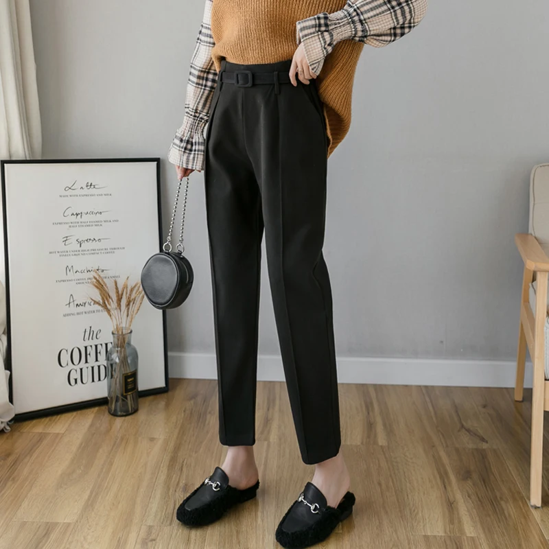 Mozuleva элегантные теплые штаны-шаровары для женщин с высокой талией поясом женские