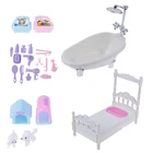 Набор миниатюрной мебели для ванной из пластика, для кукольного домика