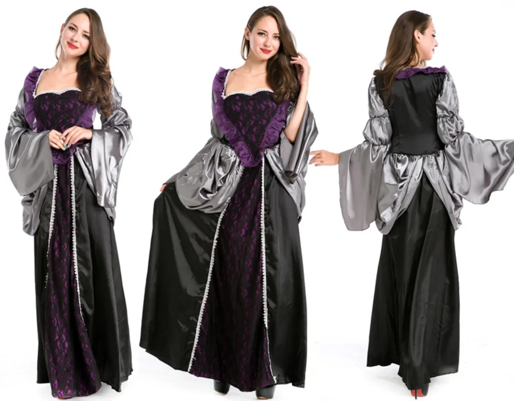 

Halloween Witch Vampire Cosplay European Retro Queen Court Costume In Stock