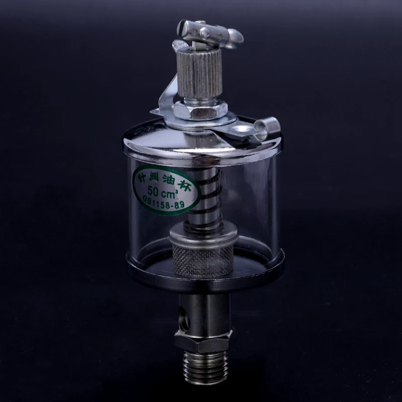 50mL Engine Machine Lubricator Oil Gravity Drip Feed Oiler Clear+Silver |