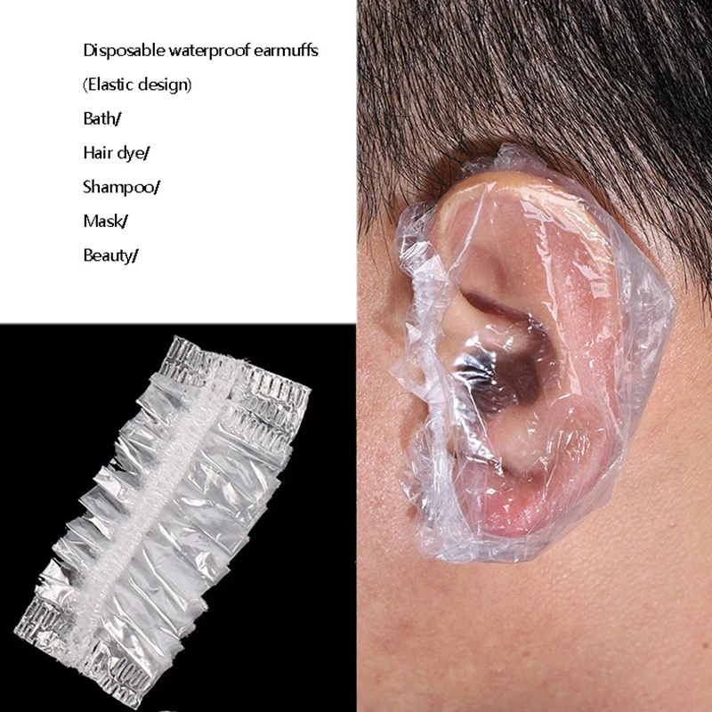 

400Pcs Disposable Waterproof Ear Cover Transparent Bath Shower Hair Salon Earmuffs Hair Coloring Ear Protector Cover Cap