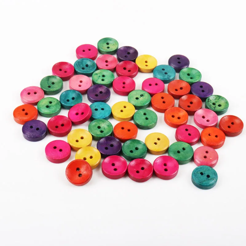 Круглые деревянные декоративные пуговицы Случайные Смешанные 15 мм Скрапбукинг