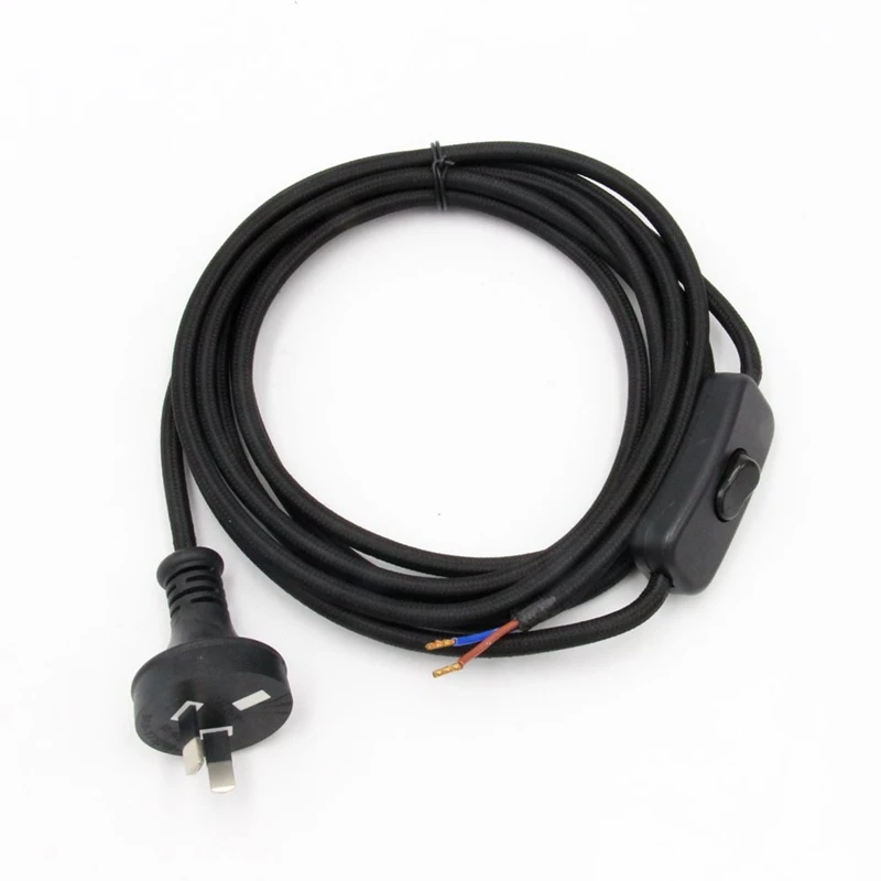 Black 220 В AU Plug шнур питания с линейным выключателем текстильный кабель Электрический удлинитель - Цвет: Black