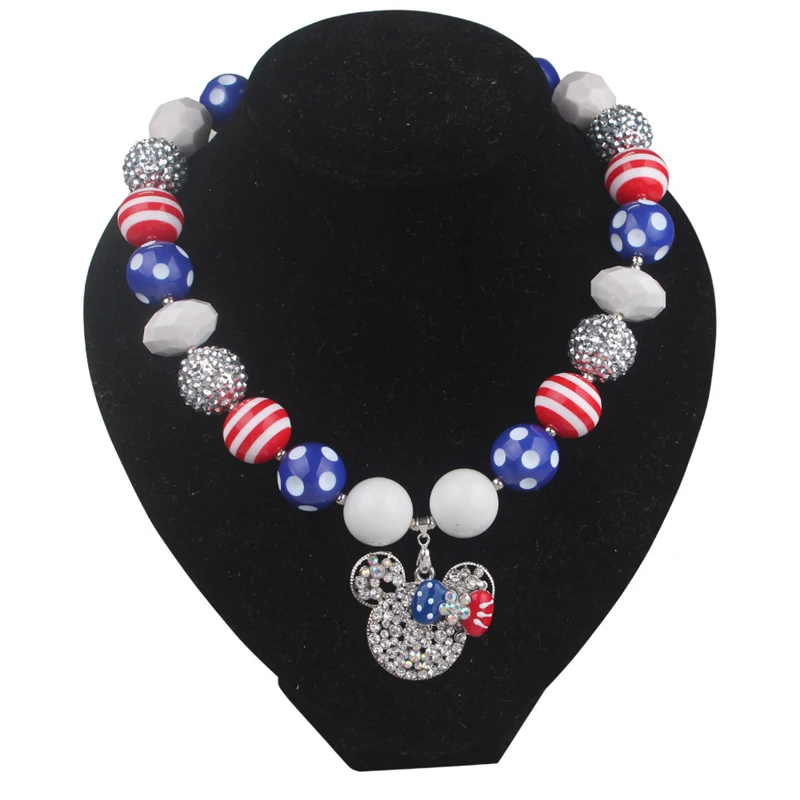Детское массивное ожерелье радужная мышь голова Минни мультяшное из жвачки