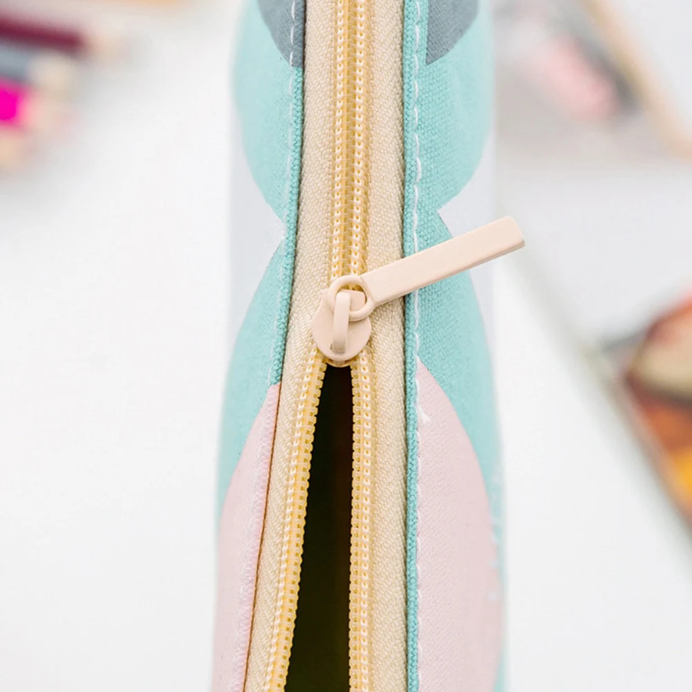 Холщовая Сумка для ручек с геометрическим рисунком и надписью на английском