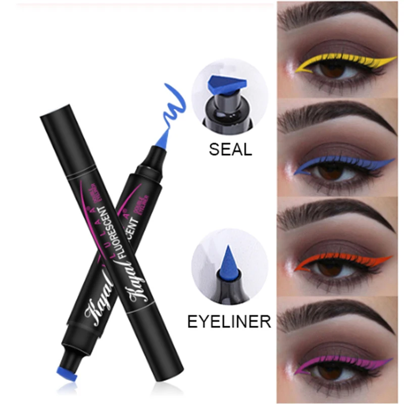 Двусторонняя жидкая подводка для глаз водостойкая быстросохнущая цветная синяя