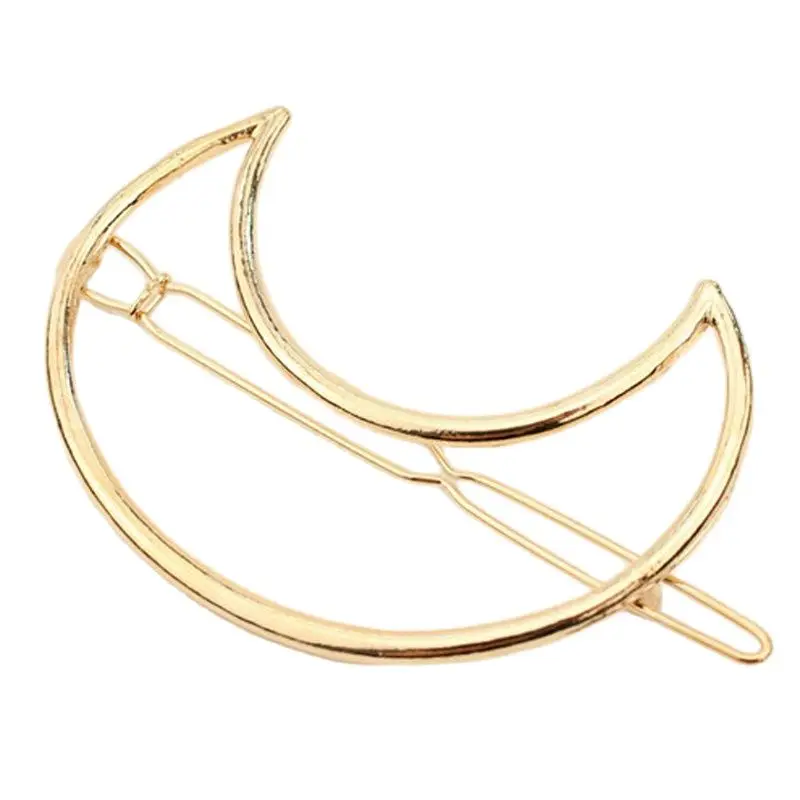 

Lot 2 Pcs Punk Hollow Out Moon Barrettes Hair Clip Hairpin Clamps Silver/Gold Tone Fashion Accessories