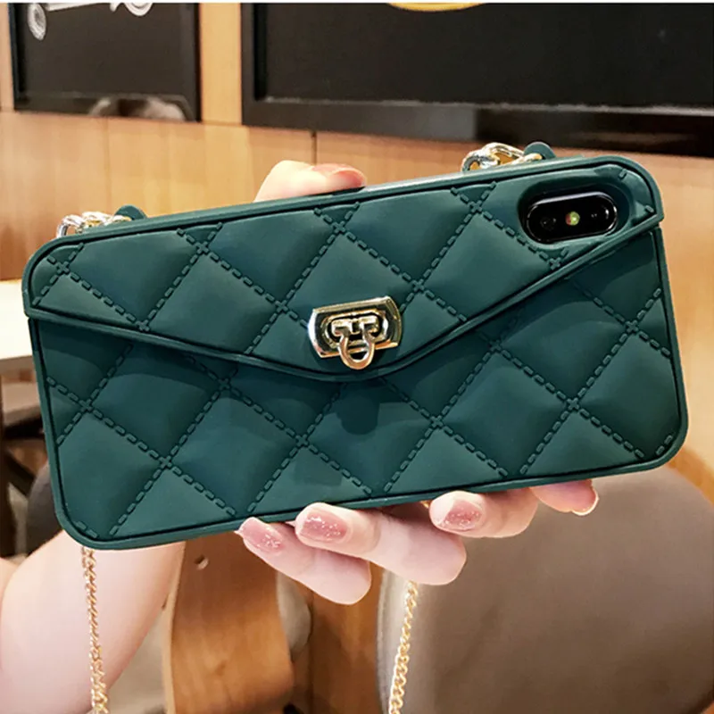 

Luxury Crossbody Shoulder Bag Phone Cases for iPhone 11 Pro Max XR XS X 8 7 Plus SE 2 Chain Strap Card Slot Handbag Wallet Cover