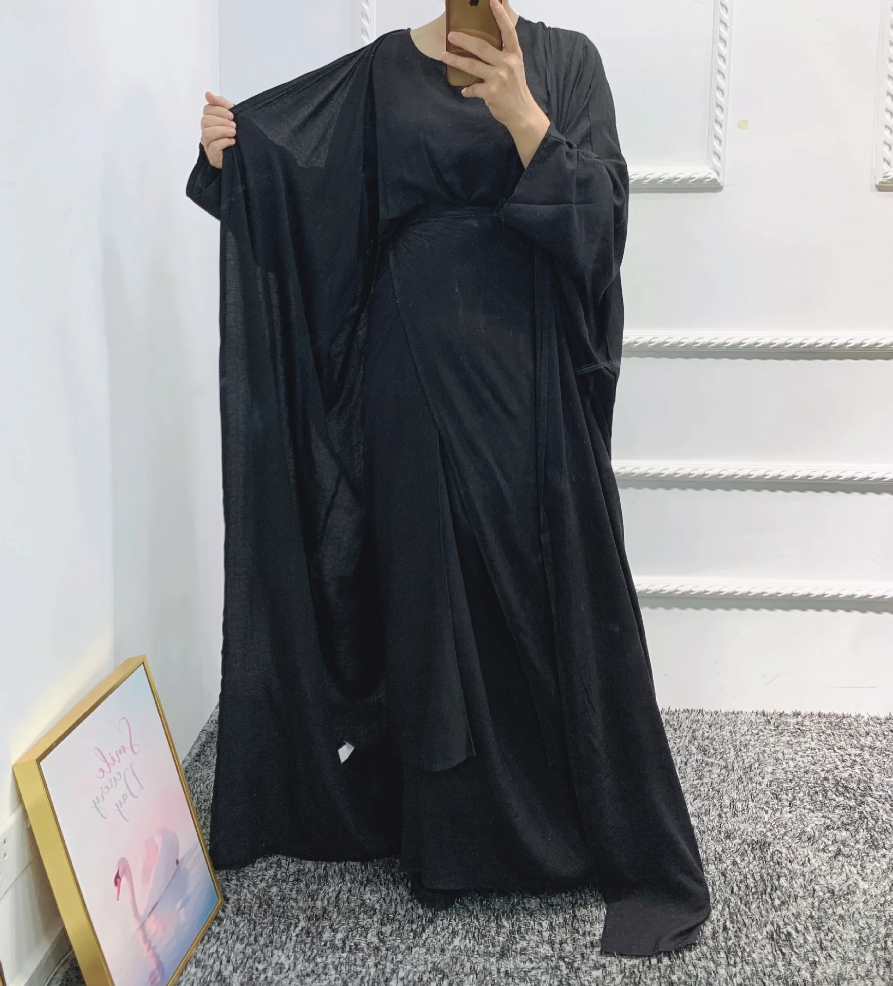 Abayas para Mulher Roupas de Moda Sólida Dubai Abaya Turquia Ramadan 3 Peça Conjuntos Muçulmanos Hijab Vestido Indiano Islam Musulmana Cor