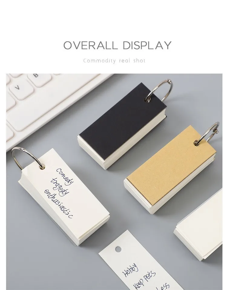 1PC Mini Loose-leaf Notebook Cute Ring Buckle Environmental word book Card Tearable Notepads kawaii memo pad No stickiness
