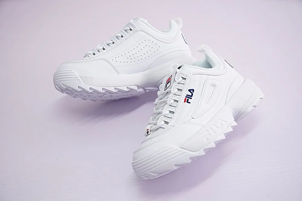 2019 Fila Kids Disruptor II 2 Женские кроссовки беговые увеличивающие рост белого цвета