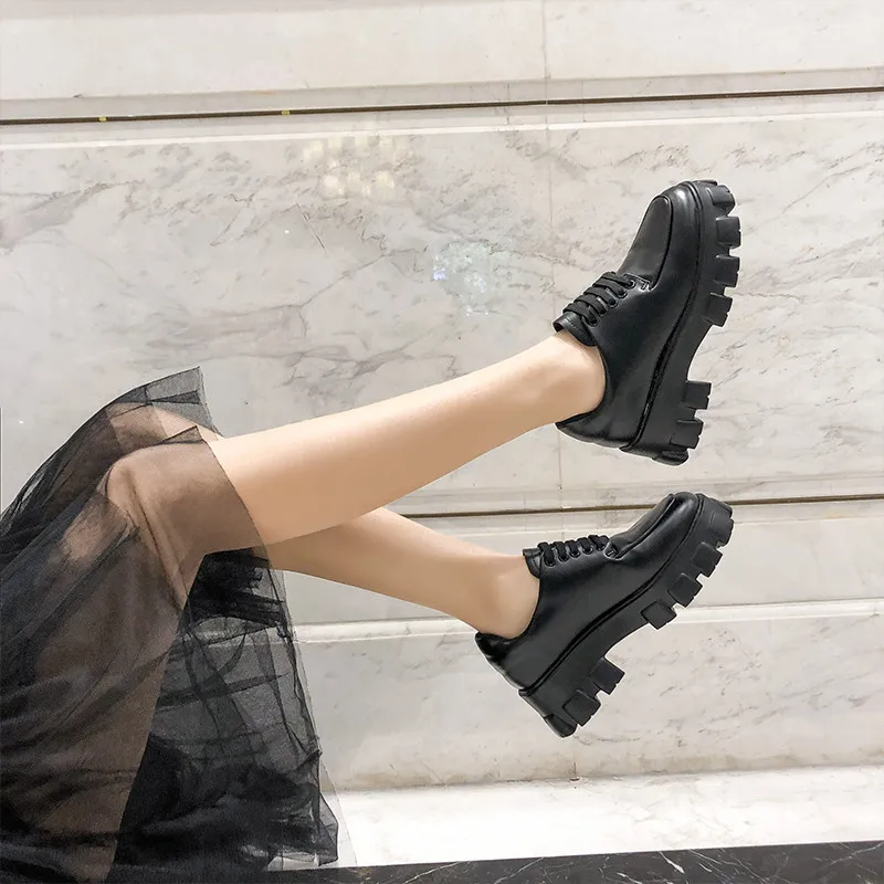 

FEDONAS Genuine Leather Women Pumps Spring Autumn Basic Casual Shoes Woman Brand Design Cross Tied Platforms Shallow Shoes